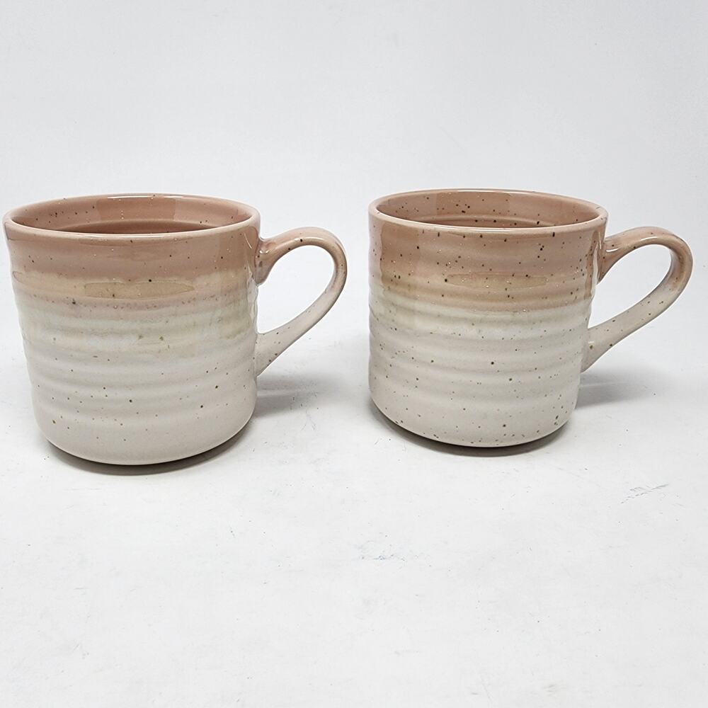 SKO Baum Hearth Mugs Stoneware Blush Pink and Cream Speckled 15 oz. - Picture 3 of 6